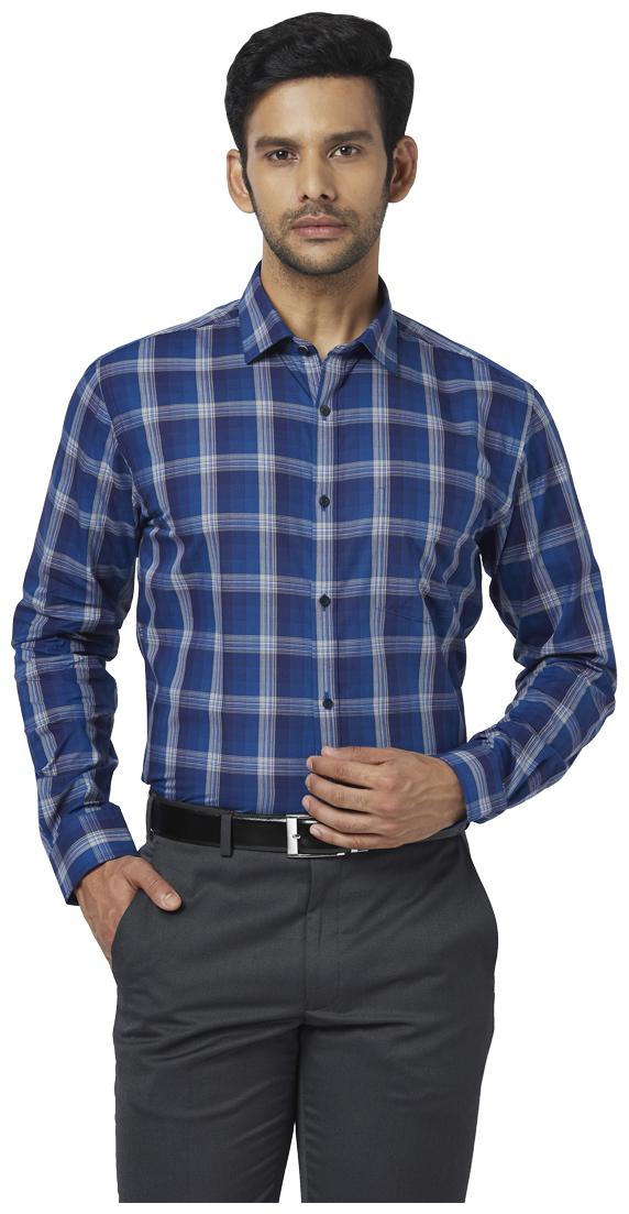 

Park Avenue Men Blue Checked Regular Fit Casual Shirt