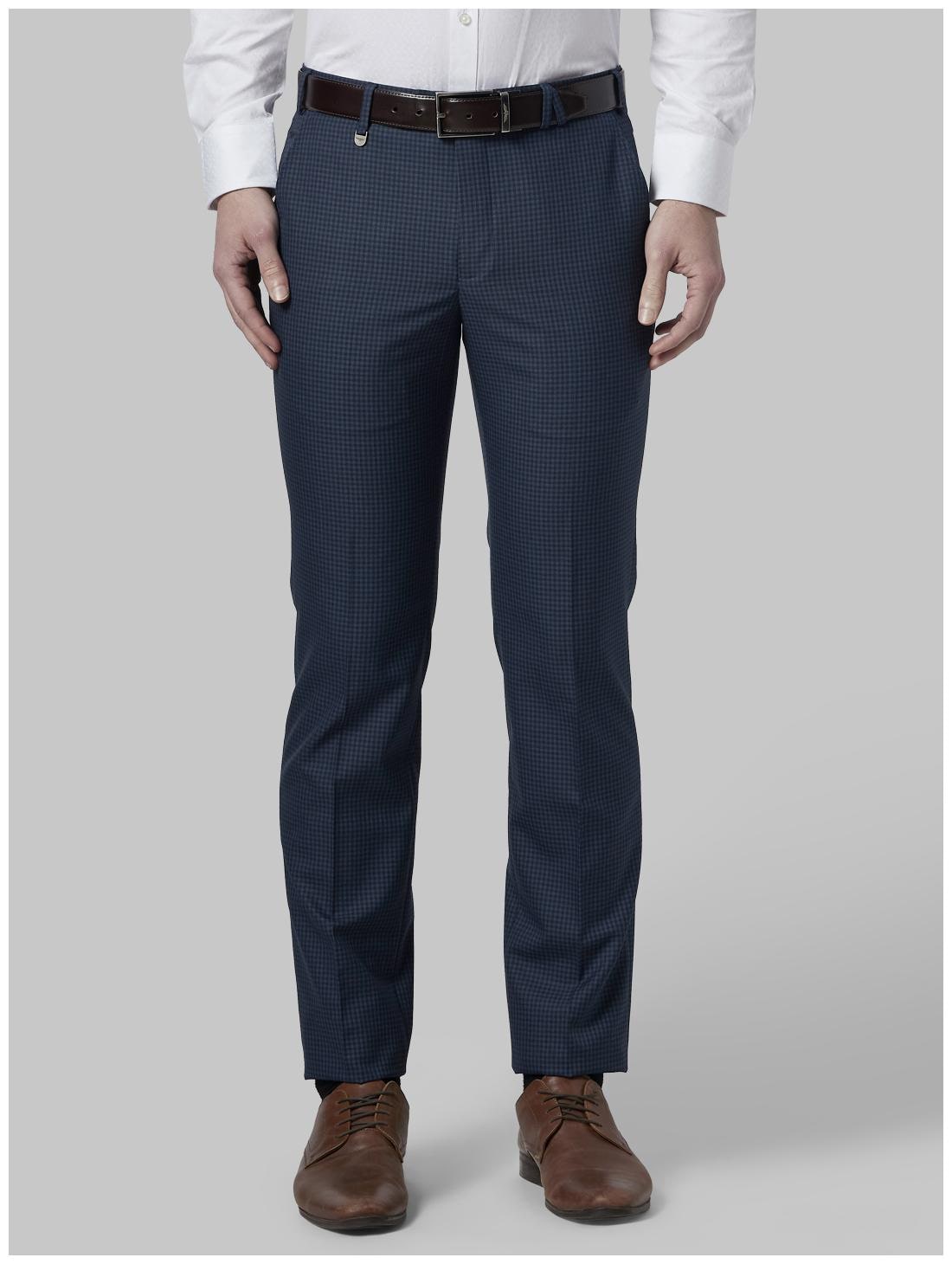 

Park Avenue Men Checked Slim Fit Formal Trouser - Blue