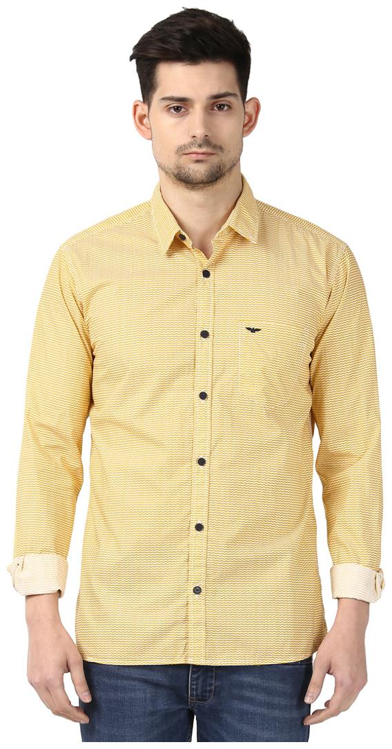 

Park Avenue Men Yellow Horizontal Stripes Regular Fit Casual Shirt