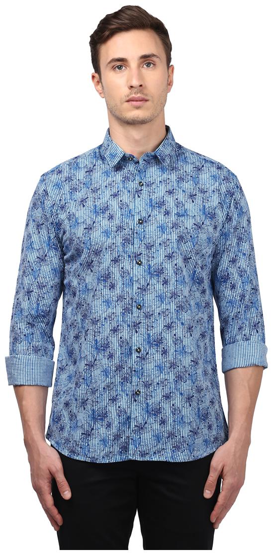 

Park Avenue Men Blue Solid Slim Fit Casual Shirt