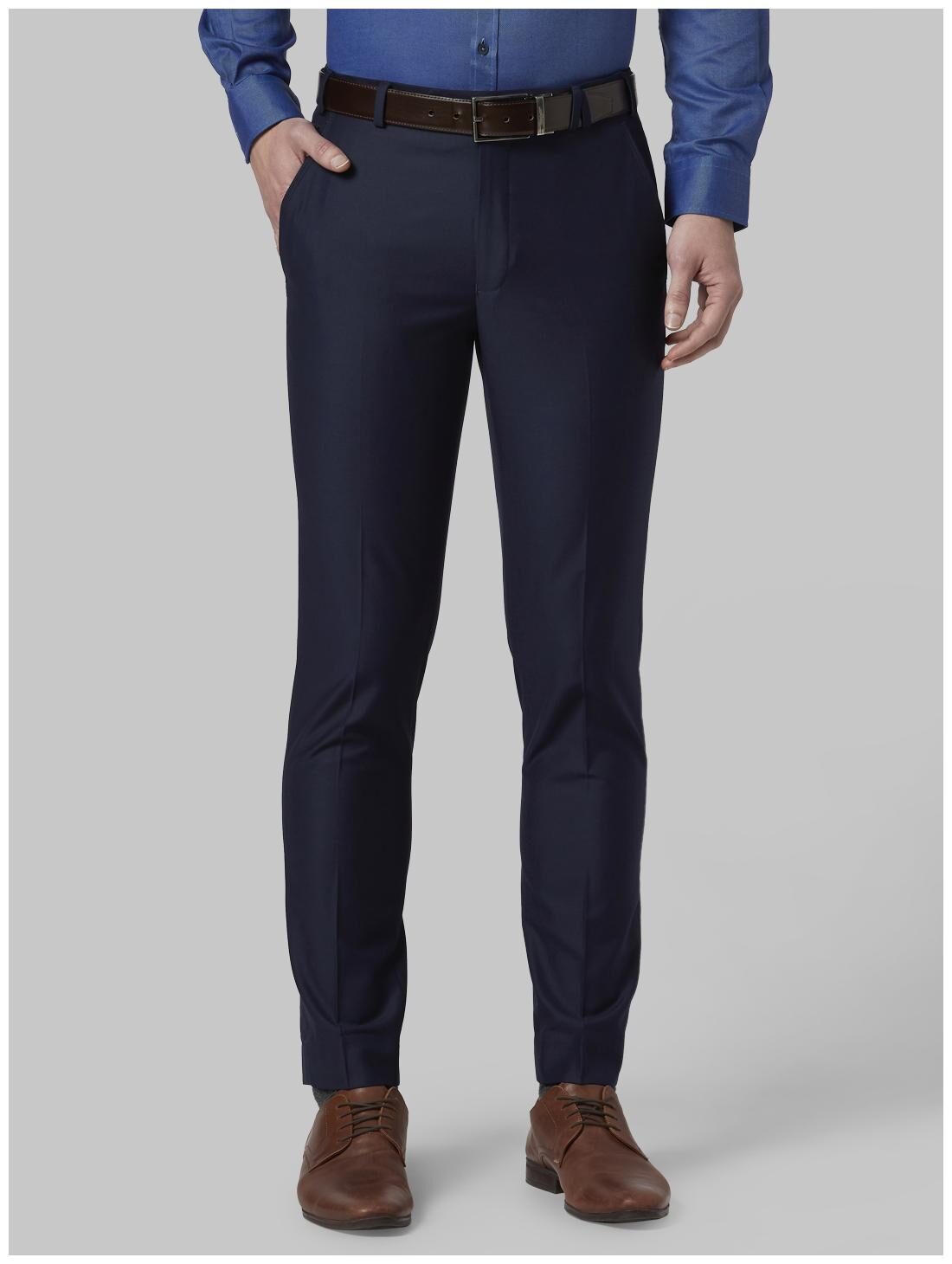 

Park Avenue Men Solid Regular Fit Formal Trouser - Blue