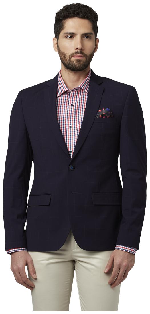 

Park Avenue Men Blue Checked Regular fit Single Breasted Blazer