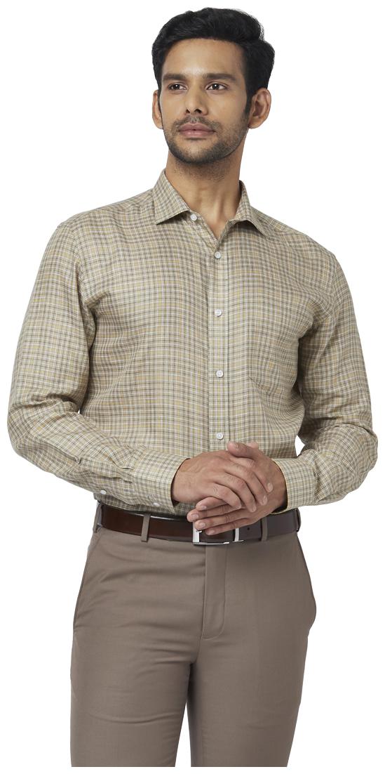 

Park Avenue Men Beige Checked Regular Fit Casual Shirt