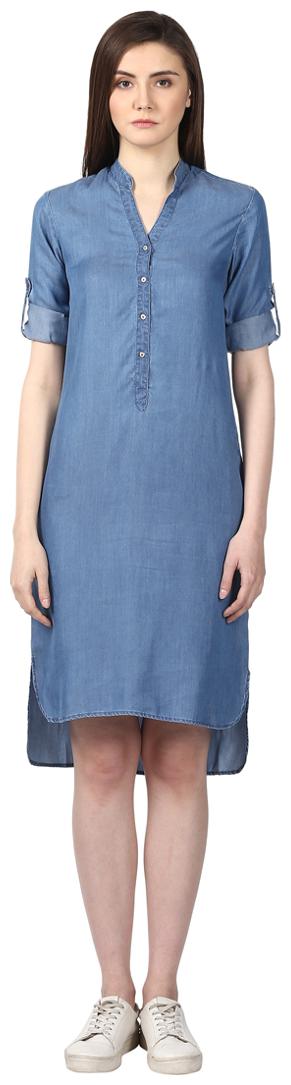 

Park Avenue Blue Printed A-line dress