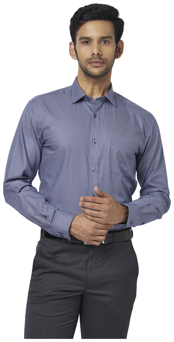 

Park Avenue Men Blue Checked Regular Fit Casual Shirt