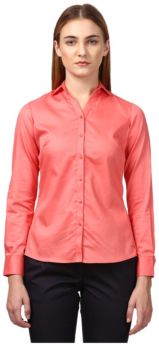 

Park Avenue Women Pink Self Design Regular Fit Shirt