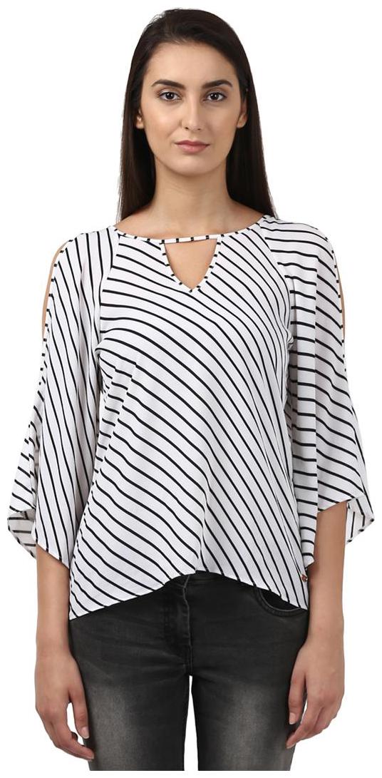 

Park Avenue Women Striped Regular top - Grey