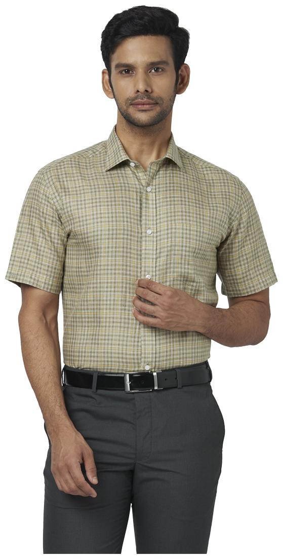 

Park Avenue Men Beige Checked Regular Fit Casual Shirt