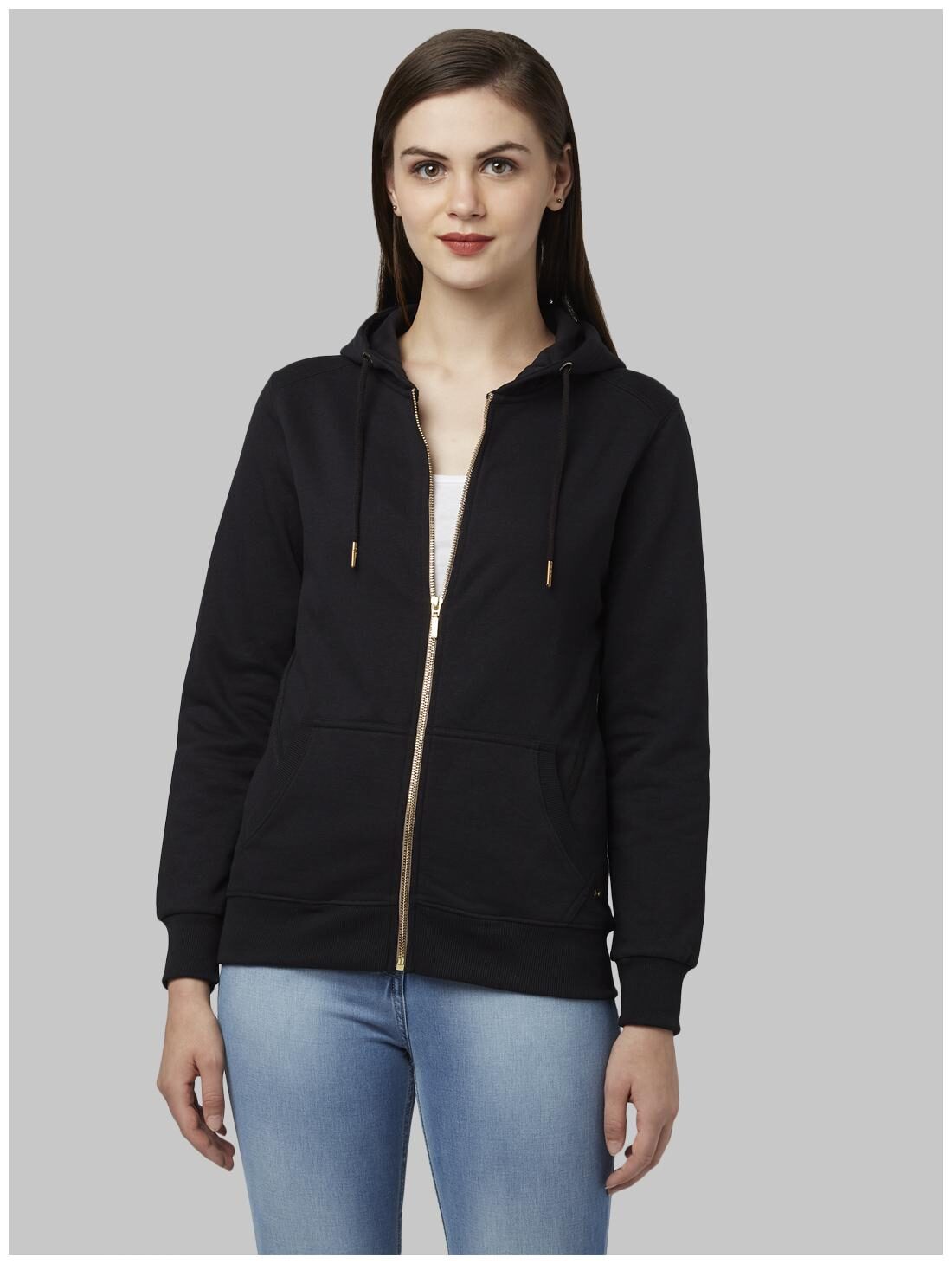 

Park Avenue Women Solid Hoodie - Black
