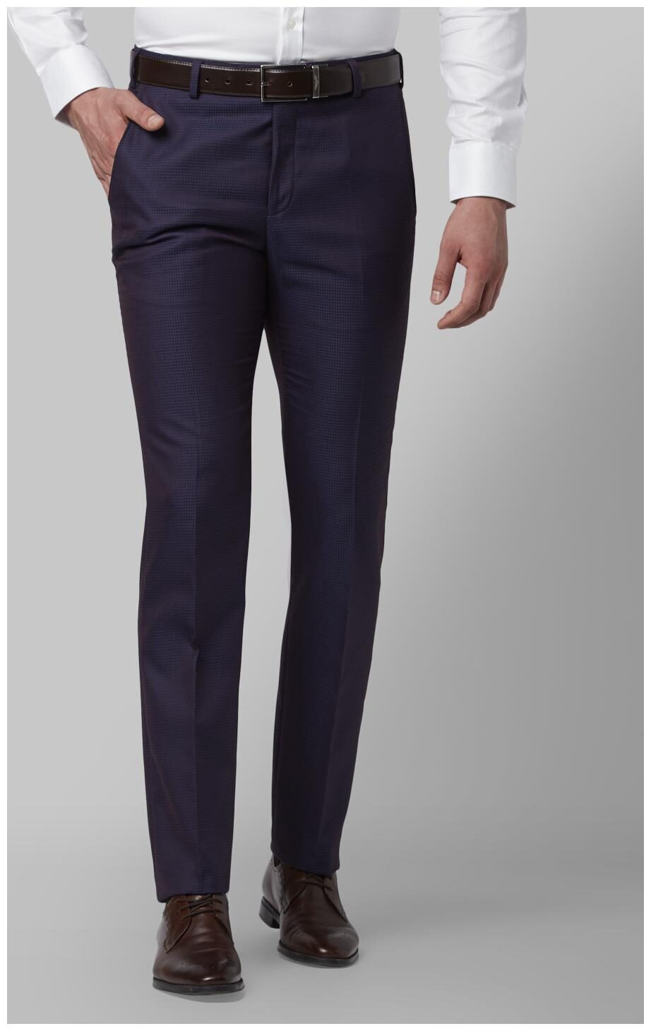 

Park Avenue Men Checked Slim Fit Formal Trouser - Purple
