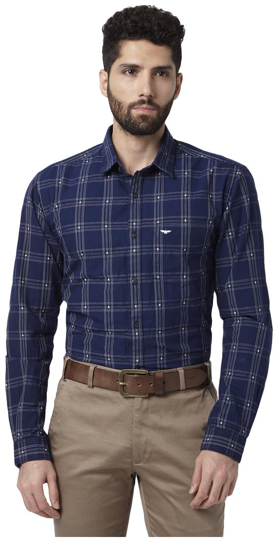 

Park Avenue Men Blue Checked Slim Fit Casual Shirt