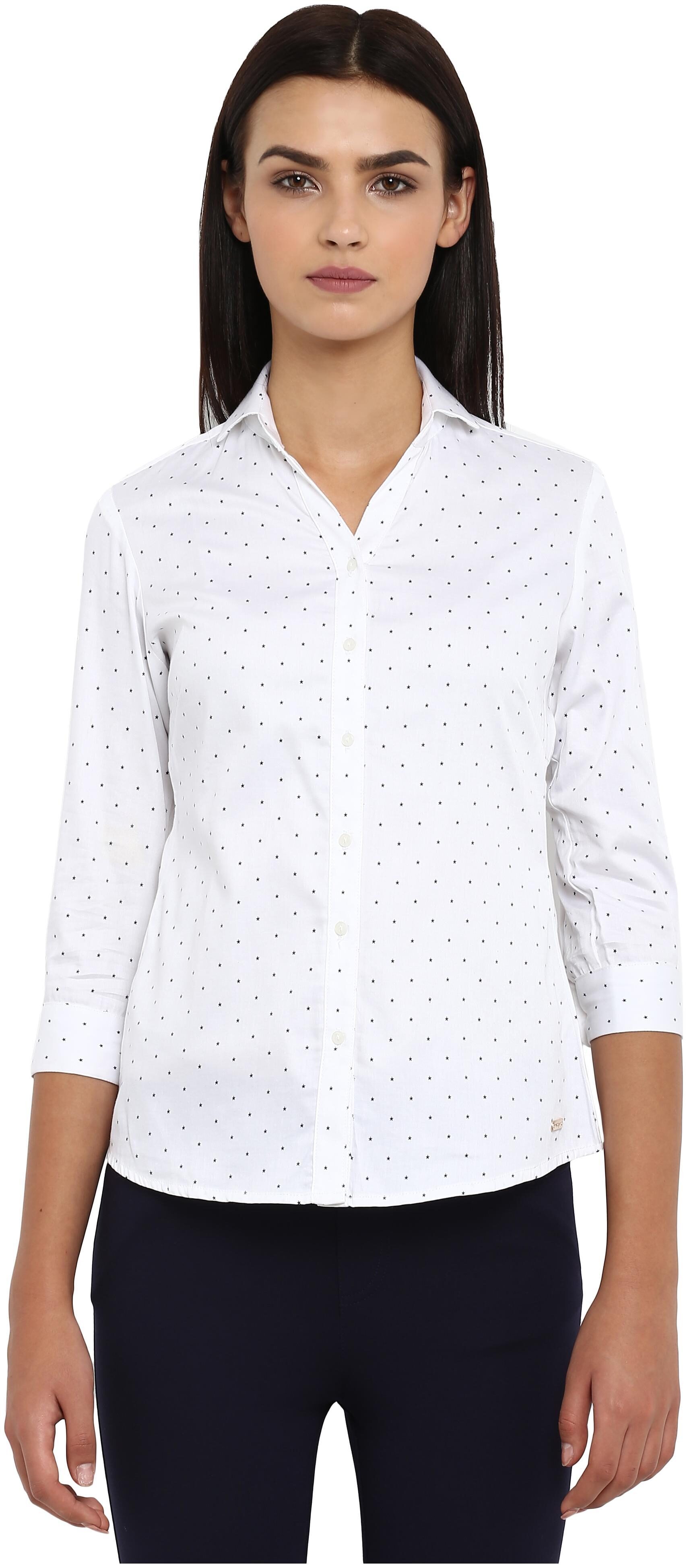 

Park Avenue Women White Printed Regular Fit Shirt