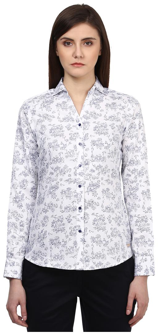 

Park Avenue Women White Solid Regular Fit Shirt