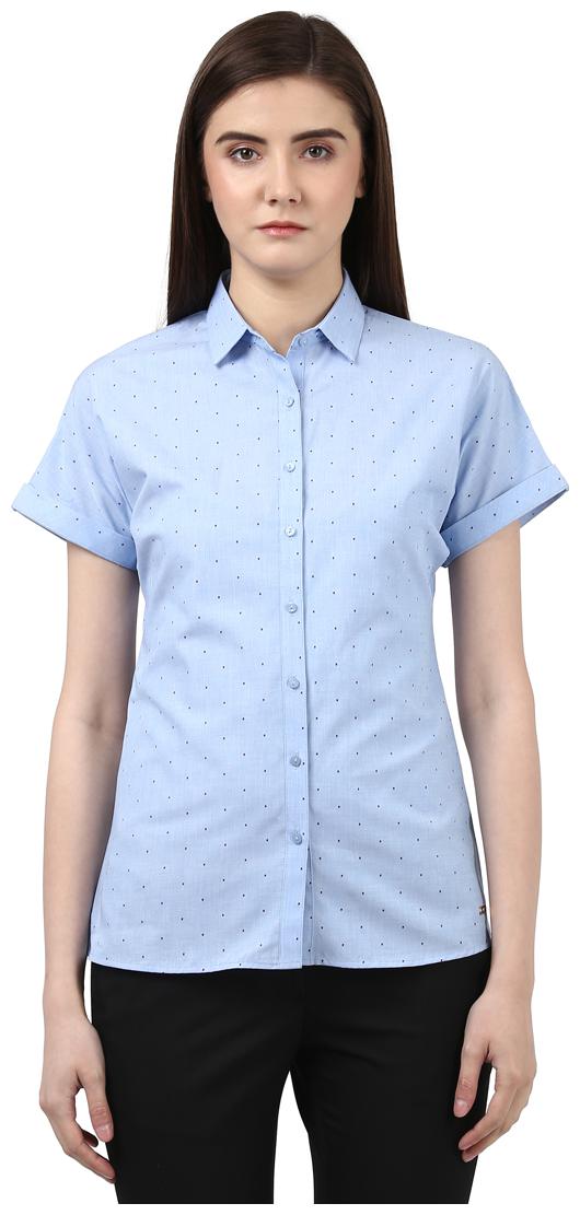 

Park Avenue Women Blue Solid Regular Fit Shirt