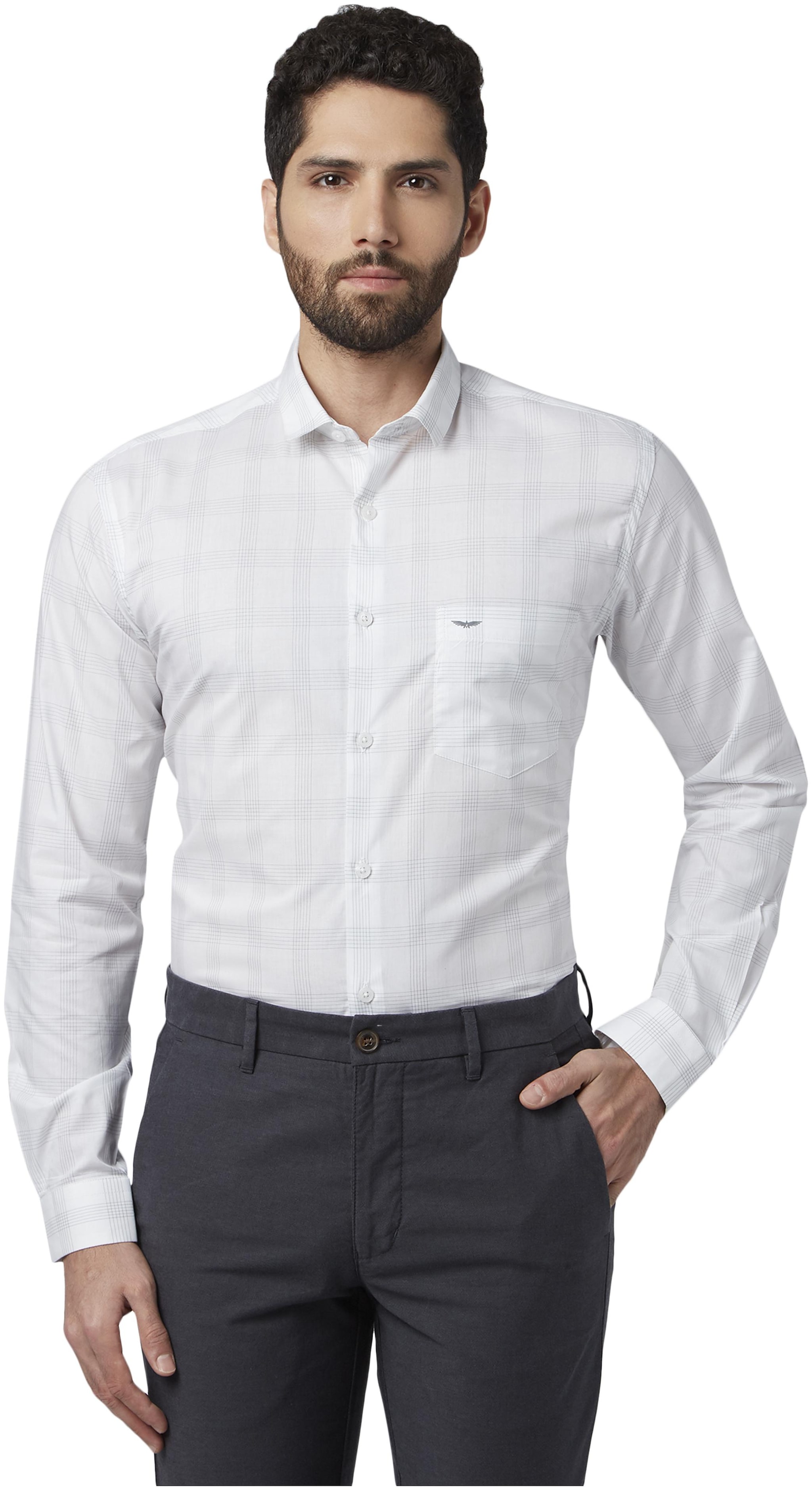 

Park Avenue Men White Checked Slim Fit Casual Shirt
