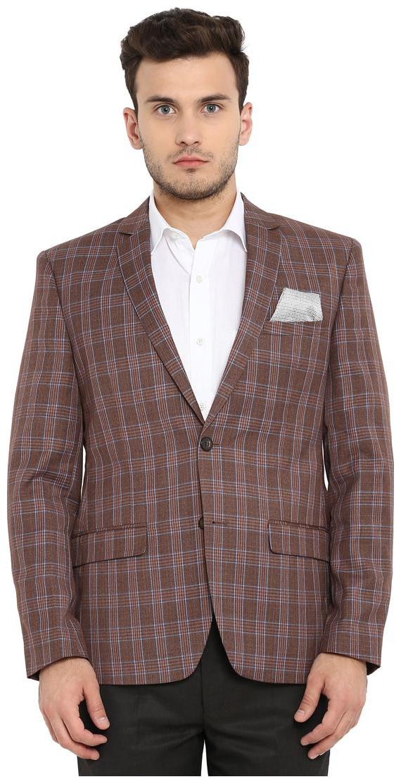 

Park Avenue Men Brown Checked Slim fit Single Breasted Blazer