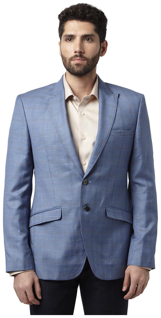

Park Avenue Men Blue Checked Slim fit Single Breasted Blazer