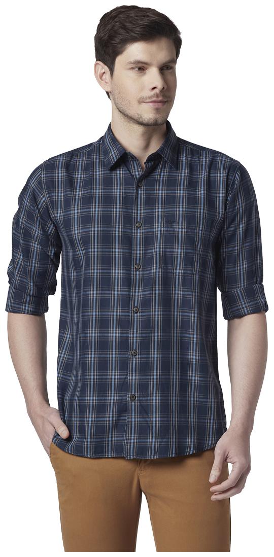 

Park Avenue Men Blue Checked Slim Fit Casual Shirt