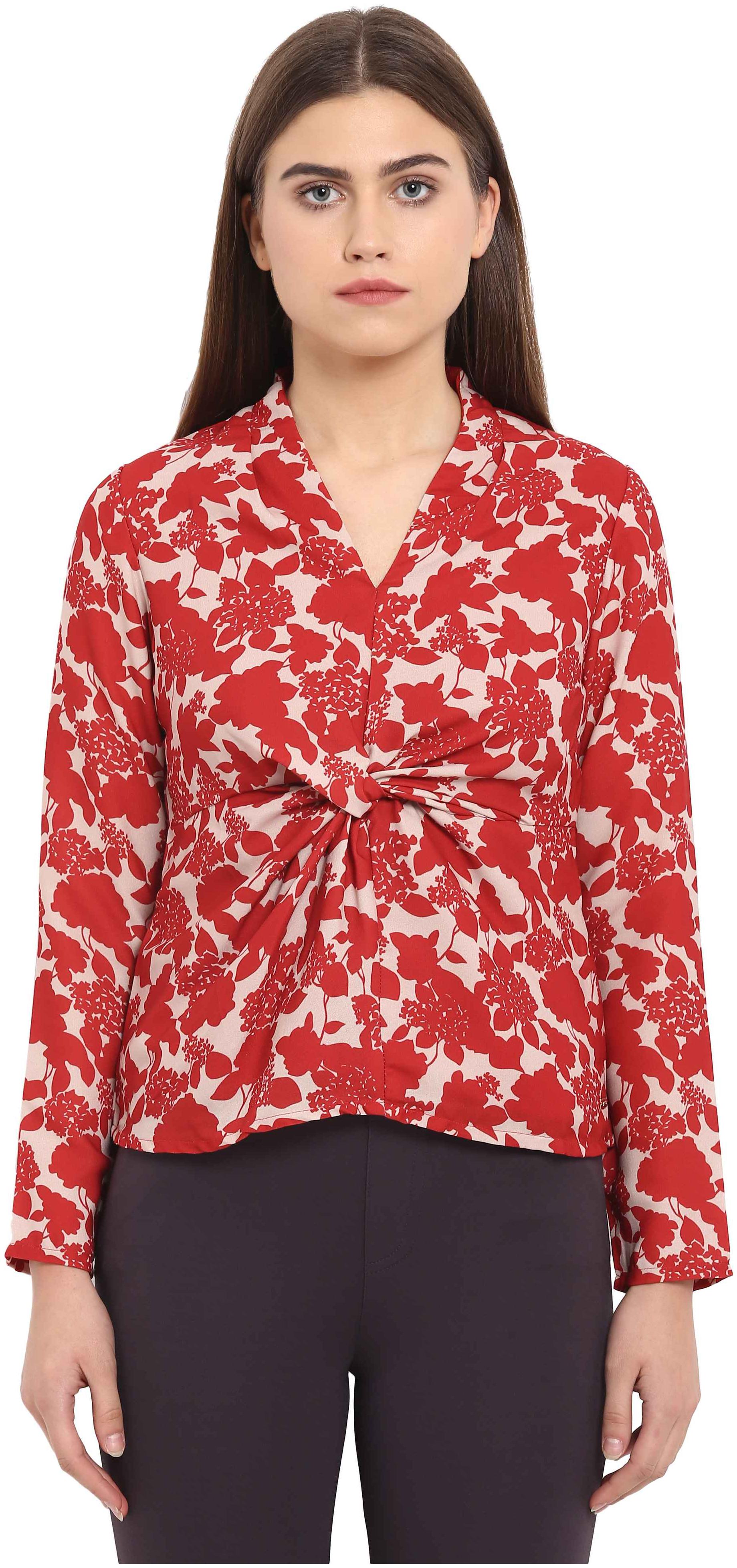 

Park Avenue Women Printed Regular top - Red