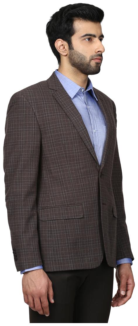 

Park Avenue Men Brown Checked Slim fit Single Breasted Blazer