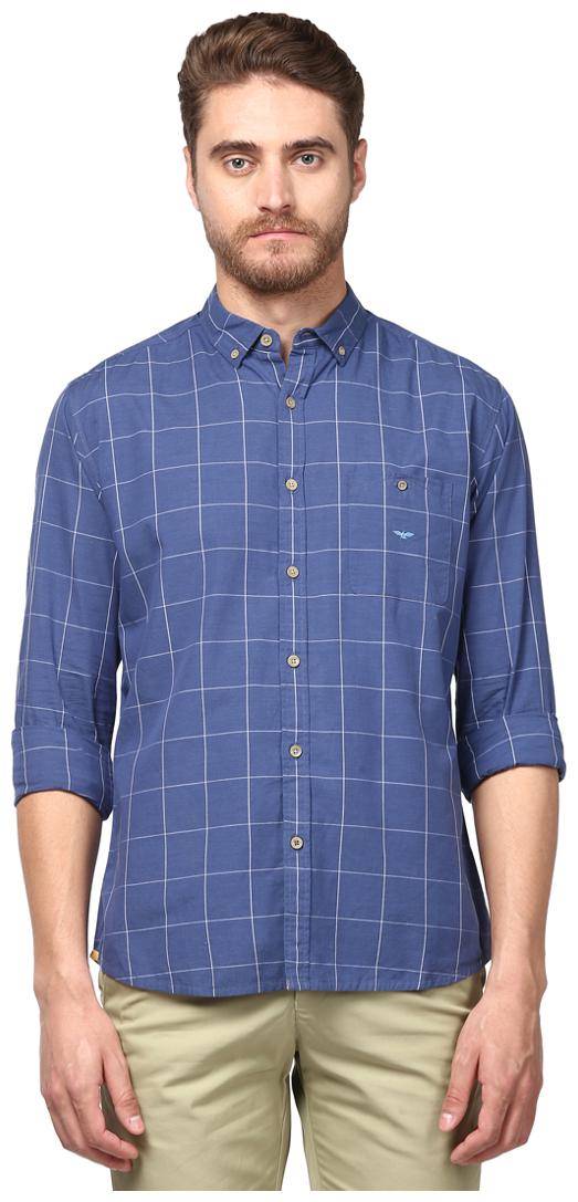 

Park Avenue Men Blue Checked Regular Fit Casual Shirt