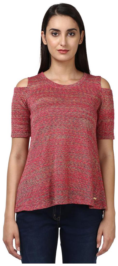 

Park Avenue Woman Dark Red Acrylic Regular Fit T-Shirt