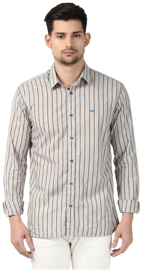 

Park Avenue Men Grey Vertical Stripes Slim Fit Casual Shirt