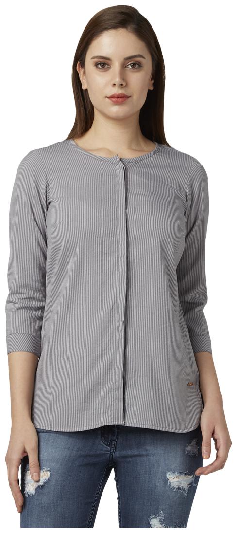 

Park Avenue Women Striped Regular top - Grey