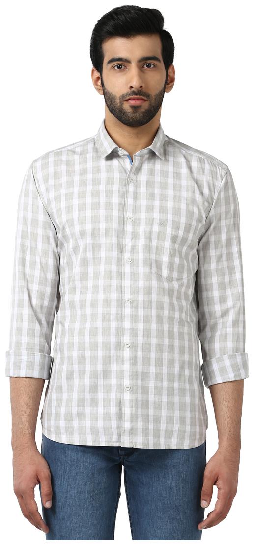

Park Avenue Men Grey Checked Slim Fit Casual Shirt