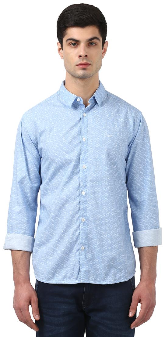 

Park Avenue Men Blue Printed Slim Fit Casual Shirt