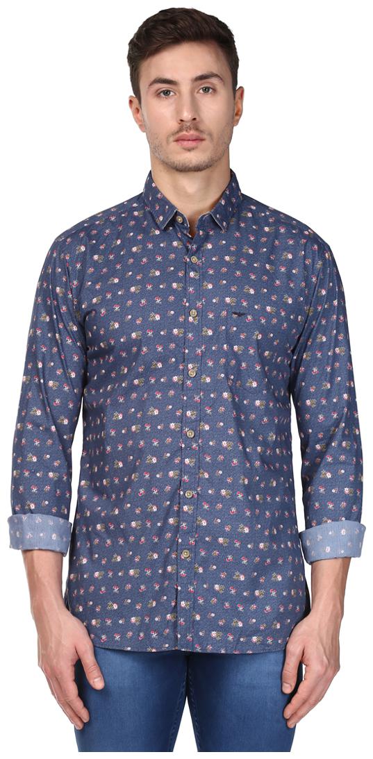 

Park Avenue Men Blue Printed Slim Fit Casual Shirt