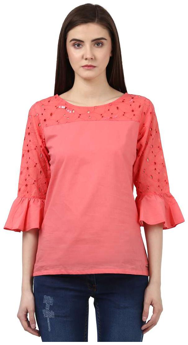 

Park Avenue Women Solid Regular top - Orange