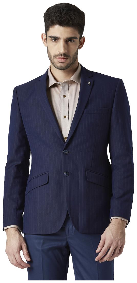 

Park Avenue Men Blue Striped Super slim fit Single Breasted Blazer