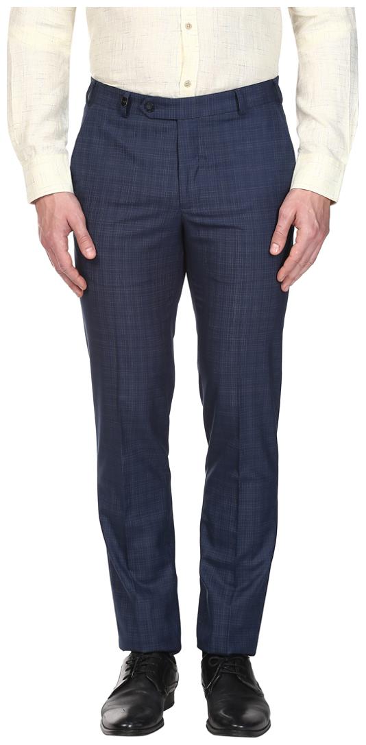 Buy Park Avenue Men Textured Regular Fit Formal Trouser - Blue Online ...