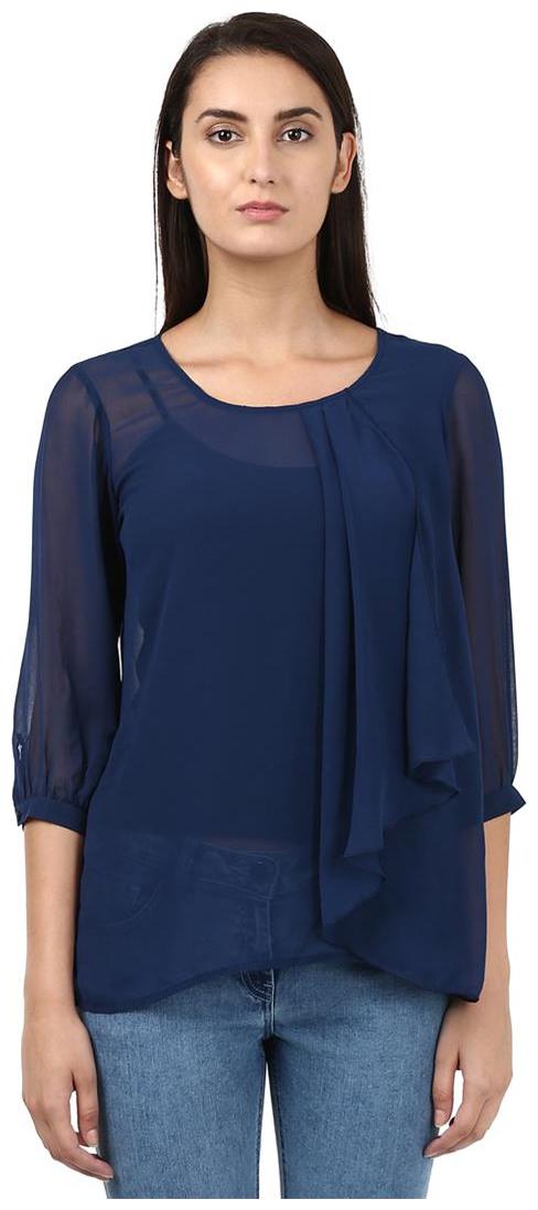 

Park Avenue Women Solid Regular top - Blue