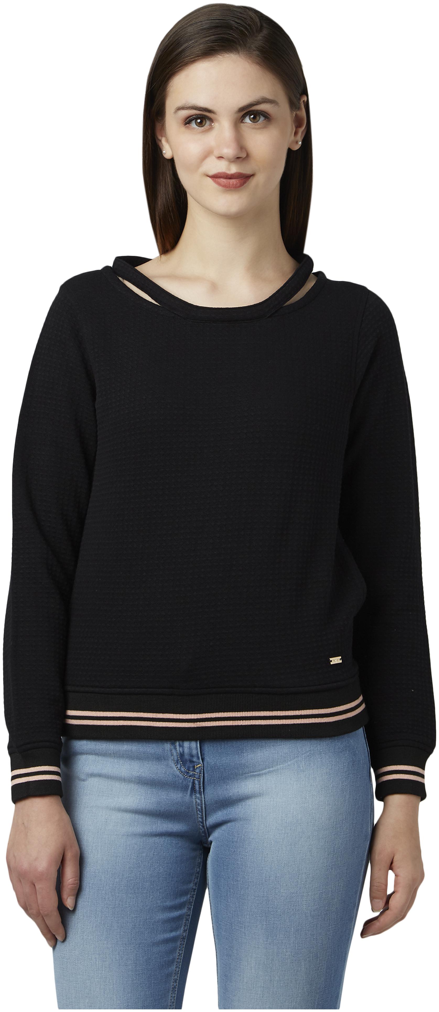 

Park Avenue Women Solid Sweatshirt - Black