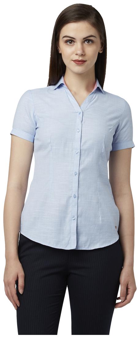 

Park Avenue Women Blue Solid Regular Fit Shirt