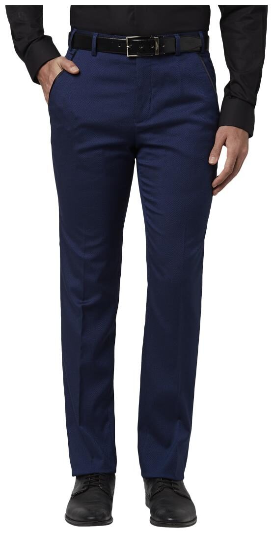 

Park Avenue Men Textured Slim Fit Formal Trouser - Blue