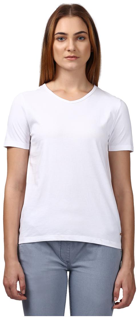 

Park Avenue Women Women White Regular fit V neck Cotton T shirt