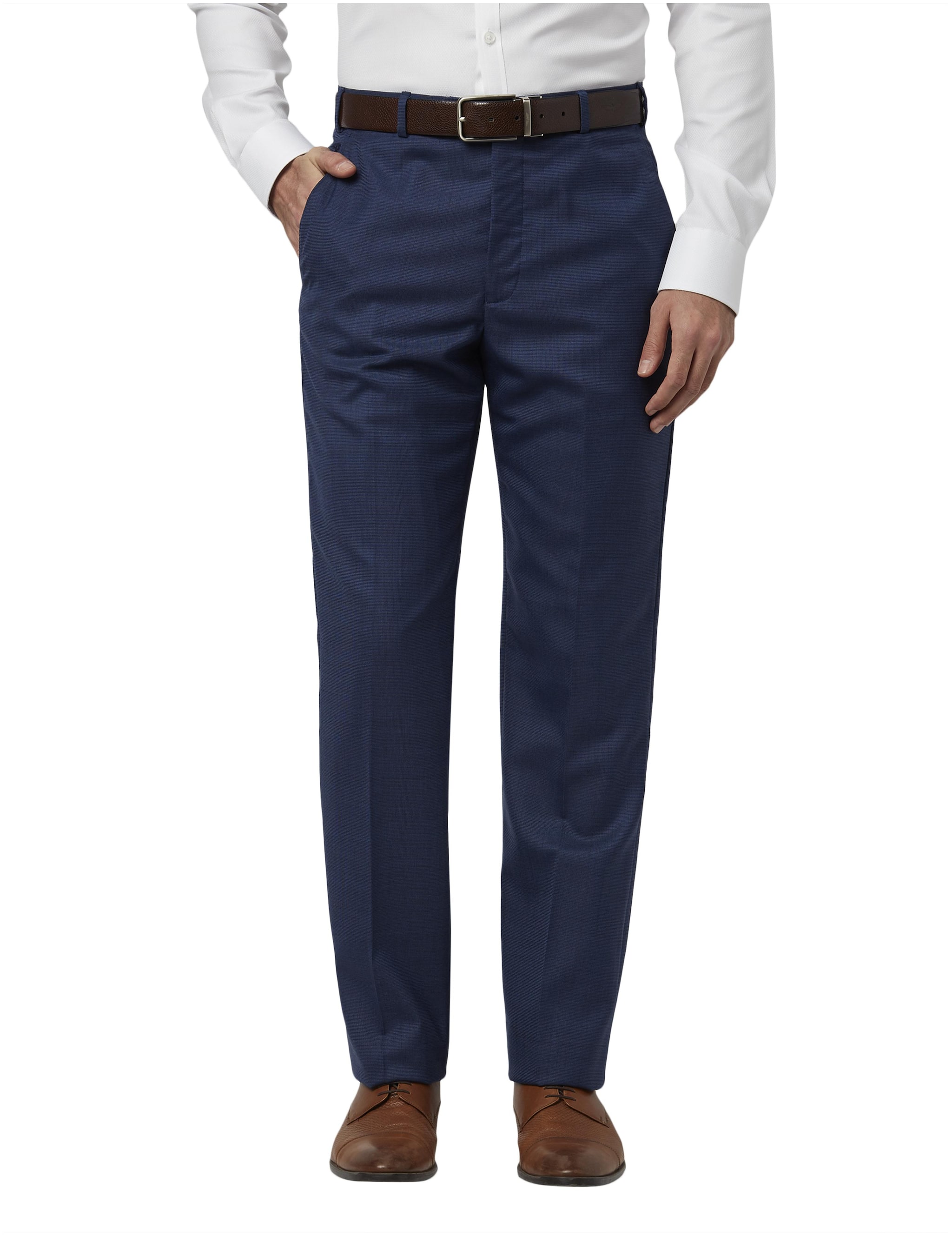 

Park Avenue Men Solid Regular Fit Formal Trouser - Blue