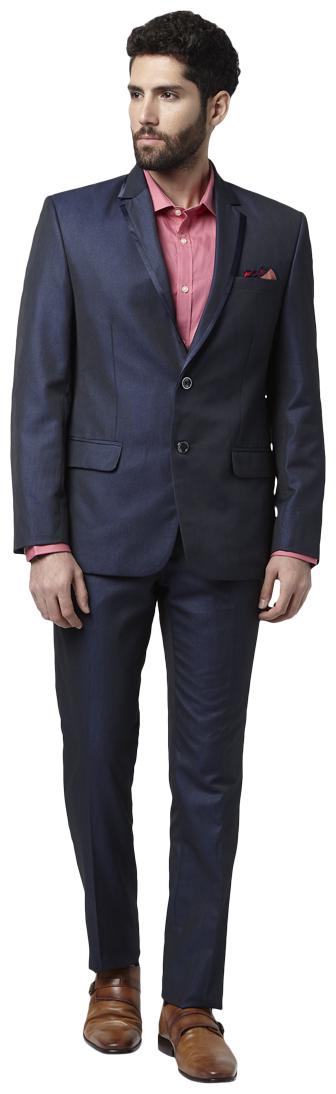 

Park Avenue Solid synthetic Dark Blue Regular Fit Notch Full Sleeve Suit