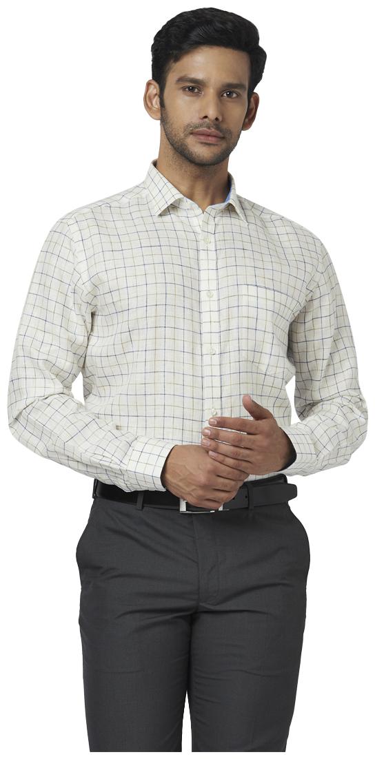

Park Avenue Men White Checked Regular Fit Casual Shirt