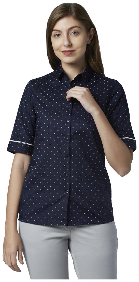 

Park Avenue Women Blue Printed Regular Fit Shirt