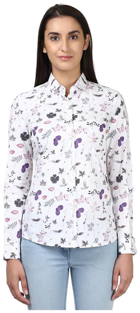 

Park Avenue Women White Printed Regular Fit Shirt