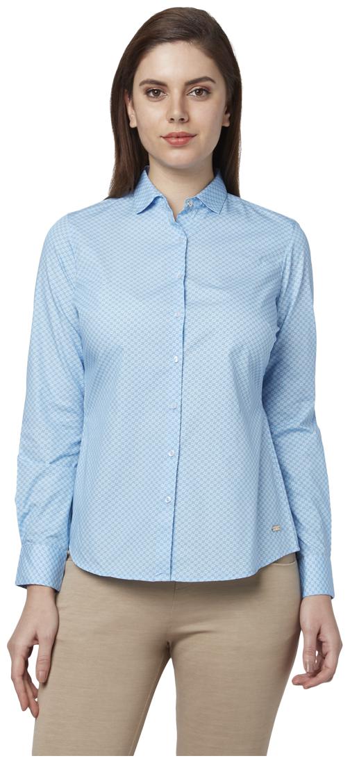 

Park Avenue Women Blue Printed Regular Fit Shirt