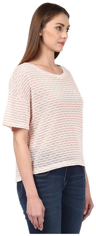 Park Avenue Women Orange Regular fit Round neck Cotton T shirt