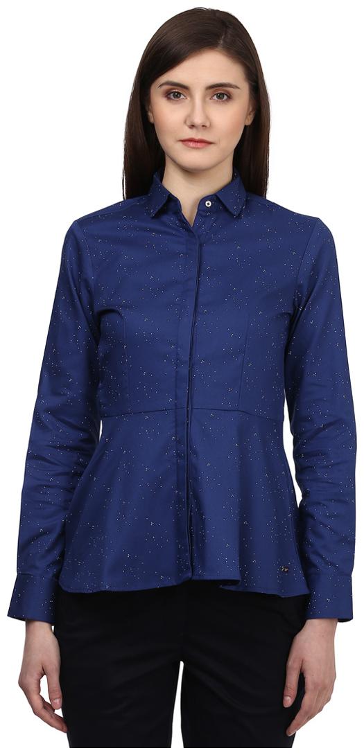 

Park Avenue Women Blue Solid Regular Fit Shirt