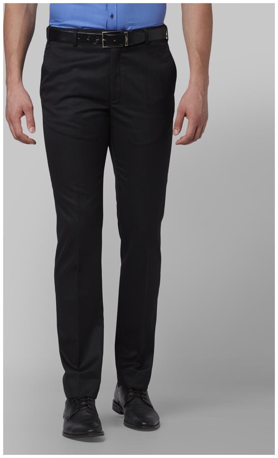

Park Avenue Men Striped Slim Fit Formal Trouser - Black