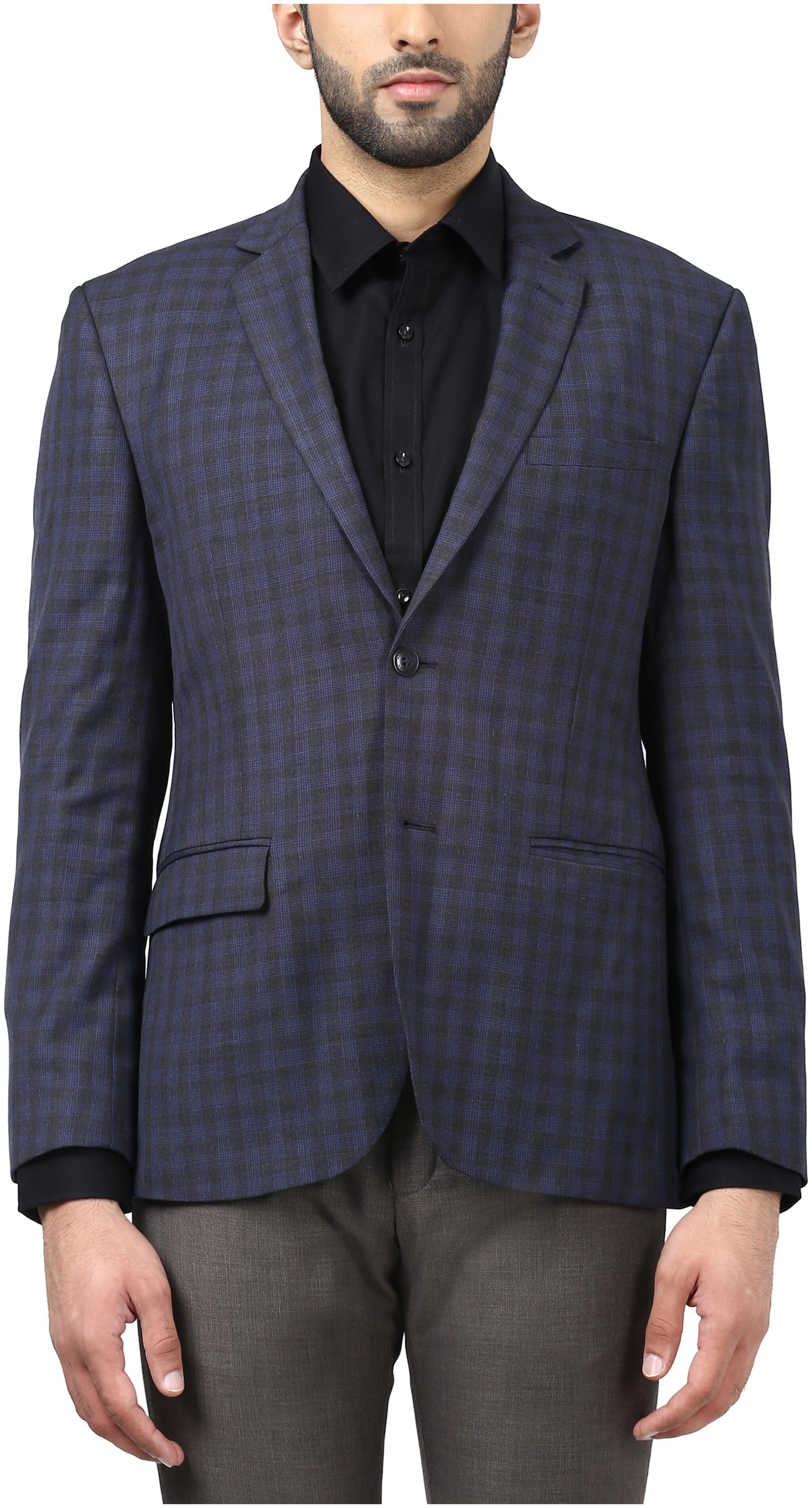 

Park Avenue Men Grey Checked Regular fit Single Breasted Blazer