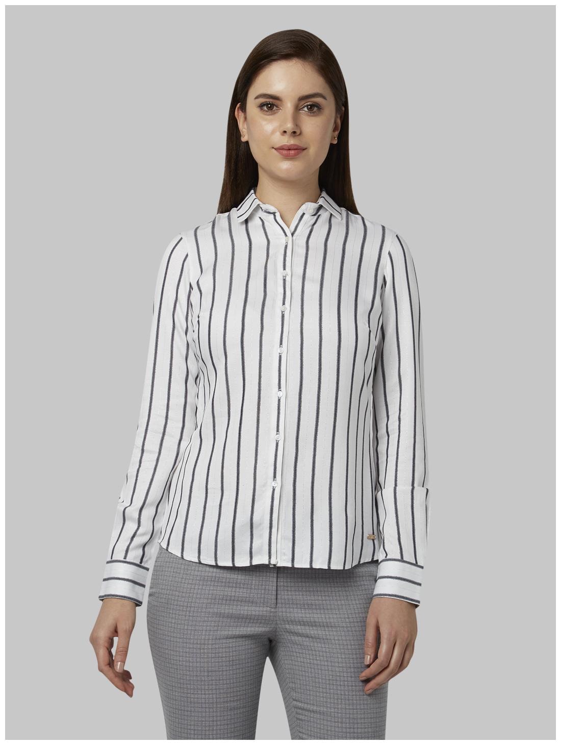 

Park Avenue Women White Striped Regular Fit Shirt